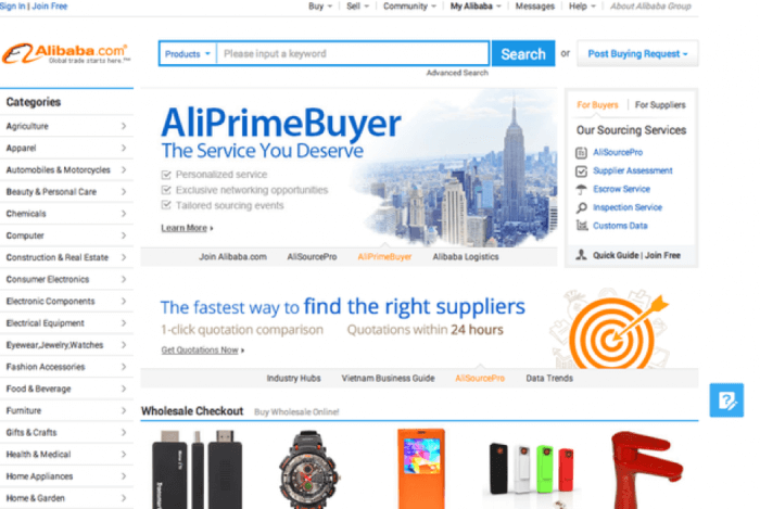 B2B Ecommerce Solutions example
Alibaba.com